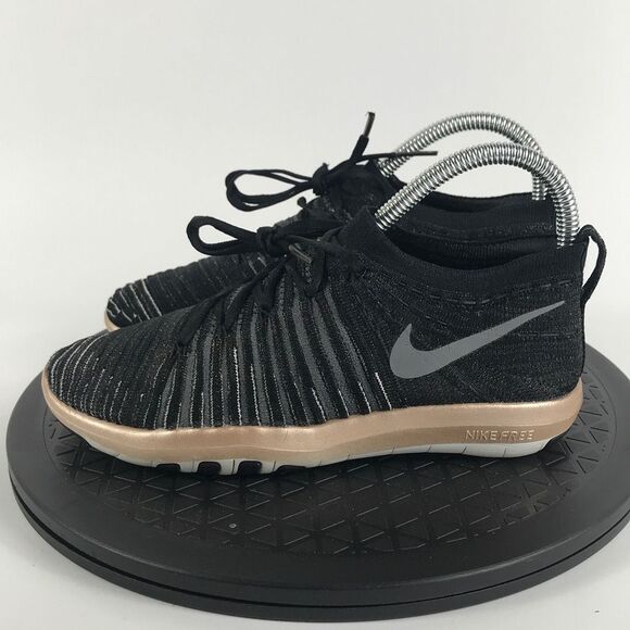 Nike Free Transform Flyknit Black/Gold Running Shoes 833410-005 Women’s Size 5 - Picture 8 of 12